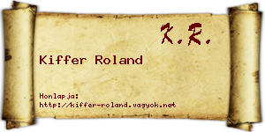 Kiffer Roland névjegykártya